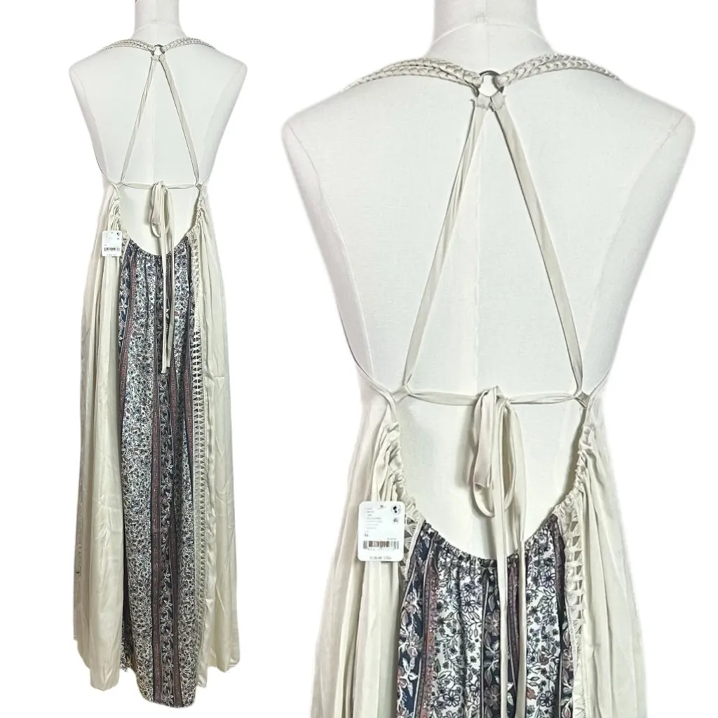 Free People Bohemian Nights Maxi Slip Dress Size Medium NWT Silky 70s Lace - Image 10