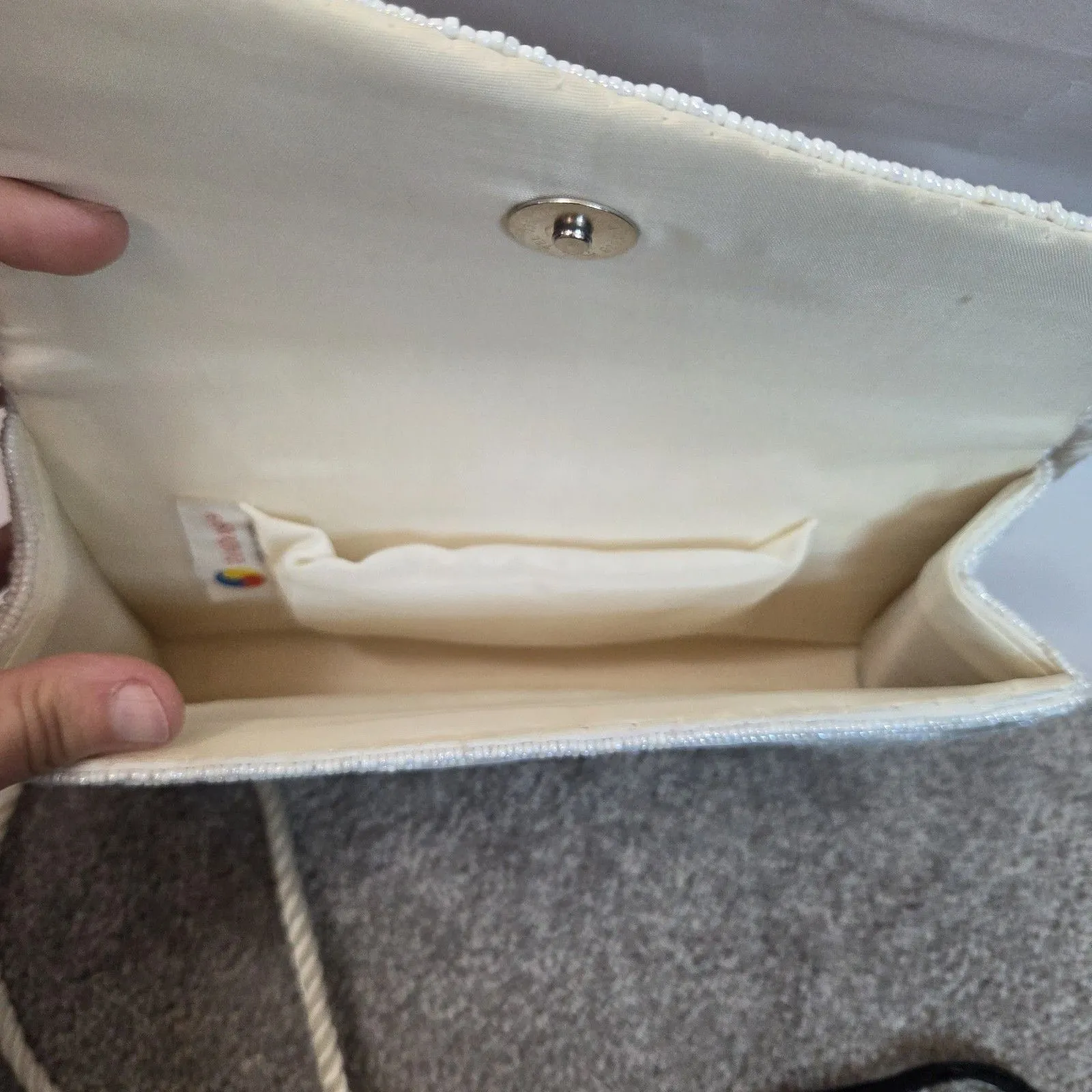 Beaded Crossbody Clutch Evening Purse Pastel Rainbow Peacock Magnetic Catch Pock - Image 10