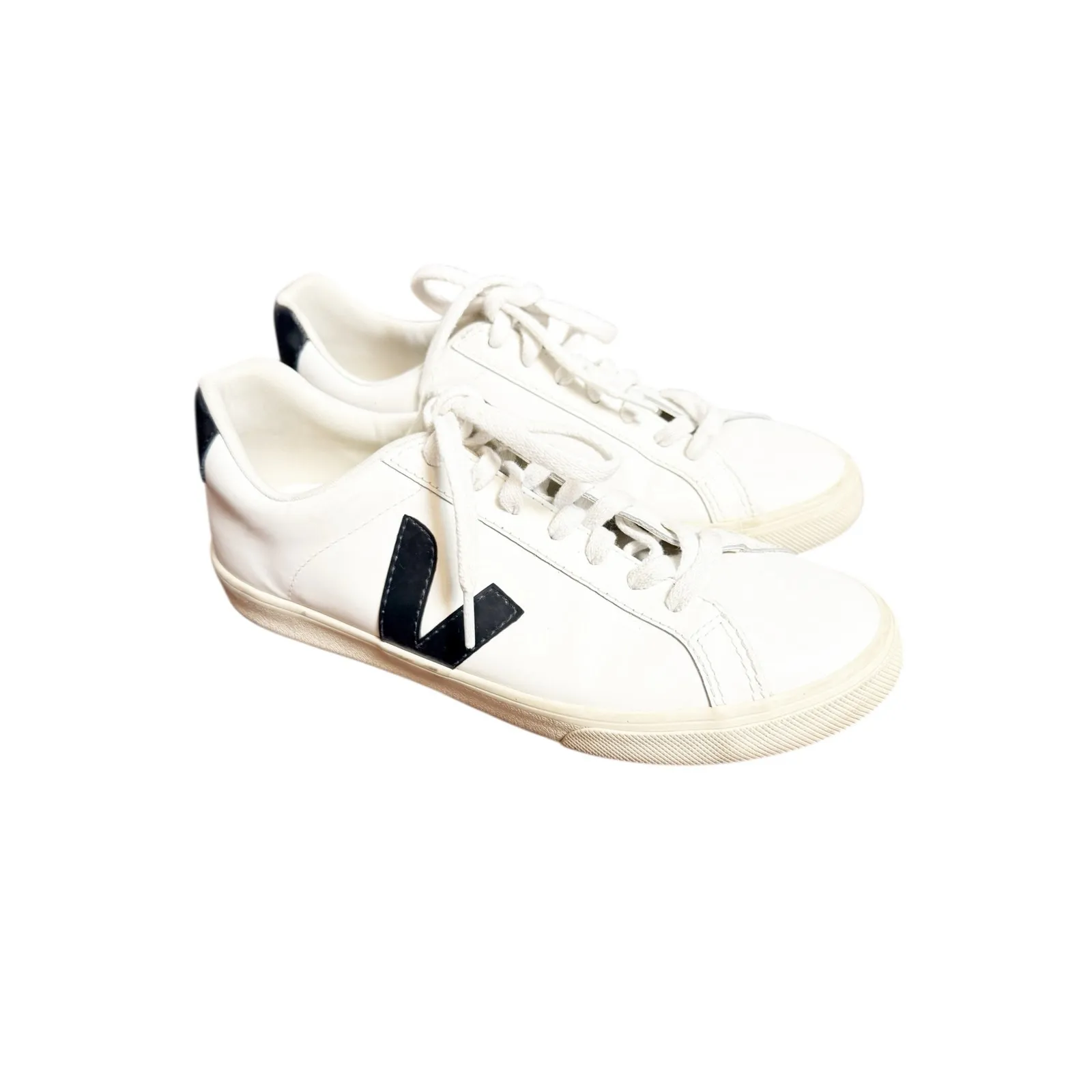 Veja Esplar White Low Top Leather Lace Up Sporty Track Sneakers Women’s Size 8 - Image 2