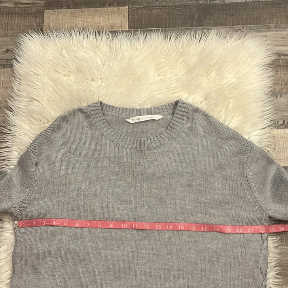 Athleta  Nopa merino wool side lace up sweater light gray S - Image 8