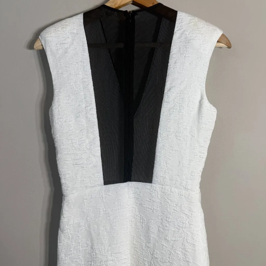 Maje Reese Mesh Paneled Matelasse Mini Dress Womens 1 Small White Black Cocktail - Image 9