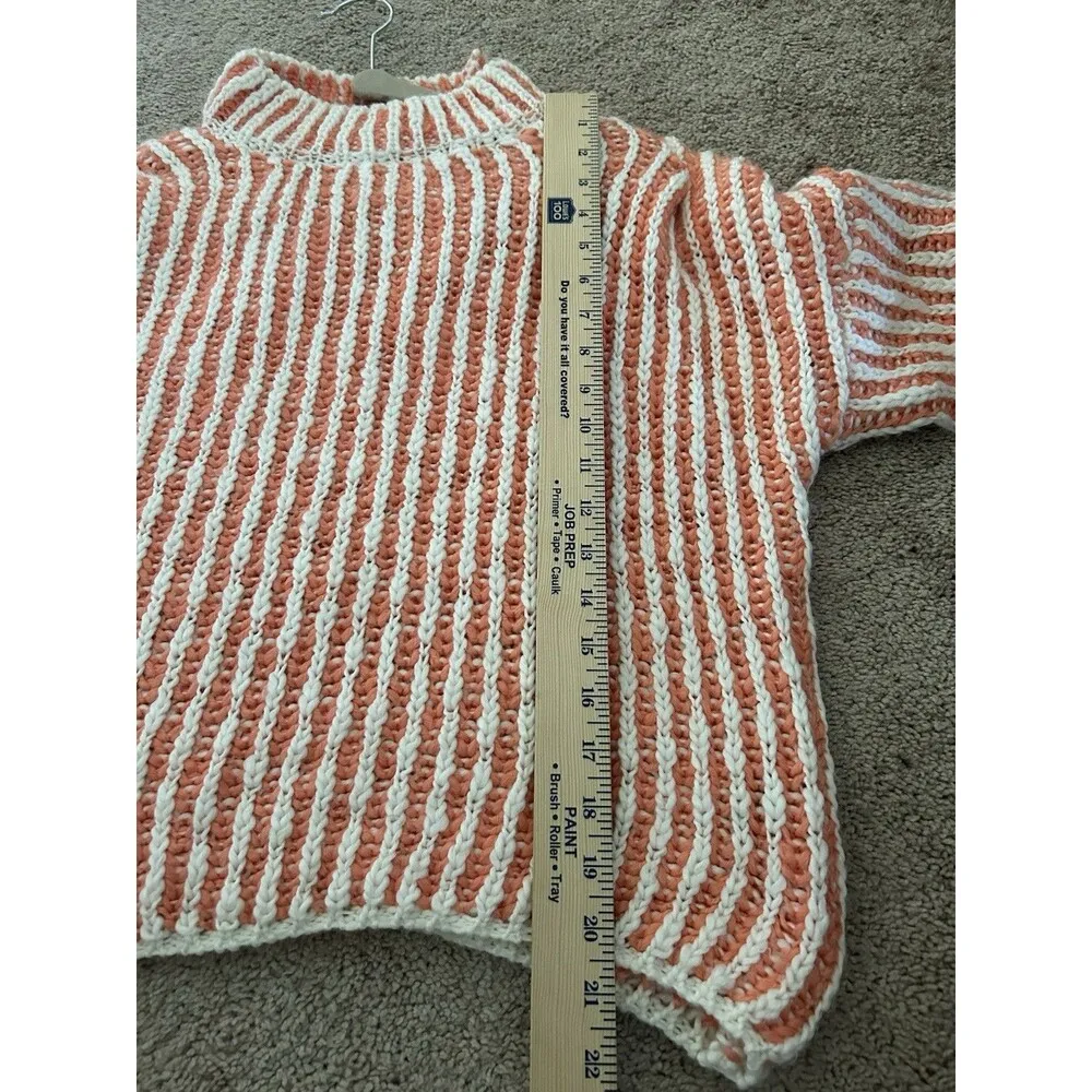 Pol The Moore Sweater Chunky Knit Funnel Neck Orange Striped Size Small Preppy - Image 8