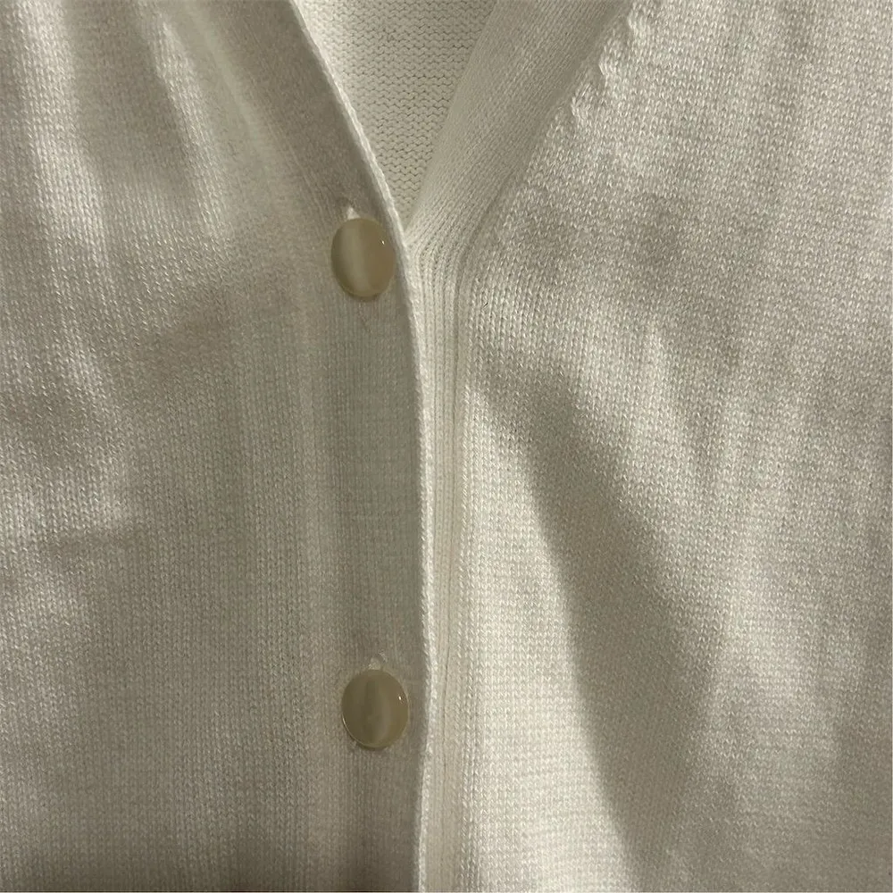 Talbots  Women's XL Ivory Short Sleeve Button Down Cardigan Sweater - Image 10