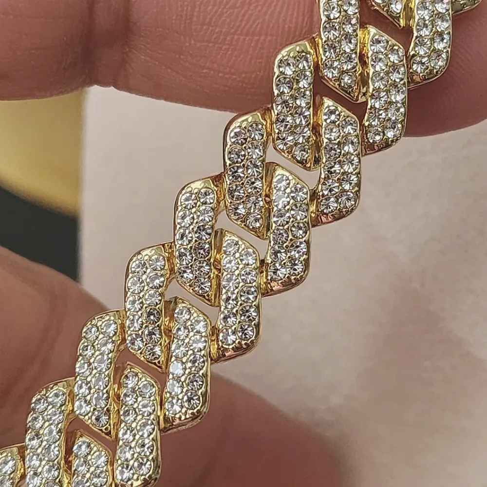 Gold Chunky Iced Out Miami / Cuban Link Chain Necklace - Image 3