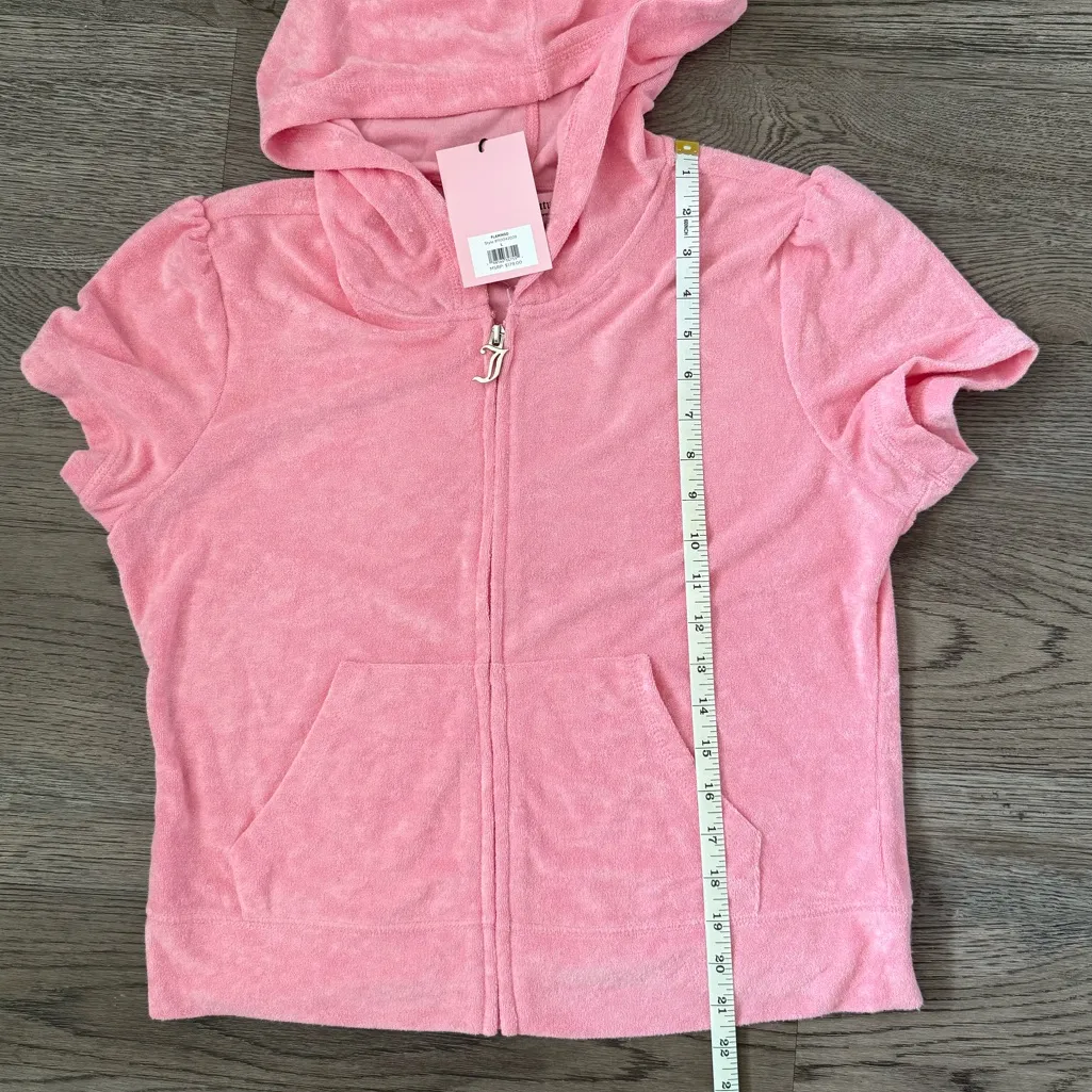Juicy Couture Bling Terry‎ Shortie Set Hoodie & Shorts - Size L - Flamingo - NWT - Image 9
