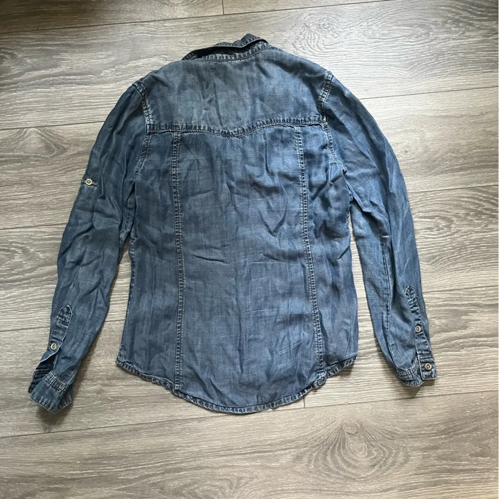 Bella Dahl Denim Blue Chambray Long Sleeve Button Down Casual Preppy Top Size S - Image 7