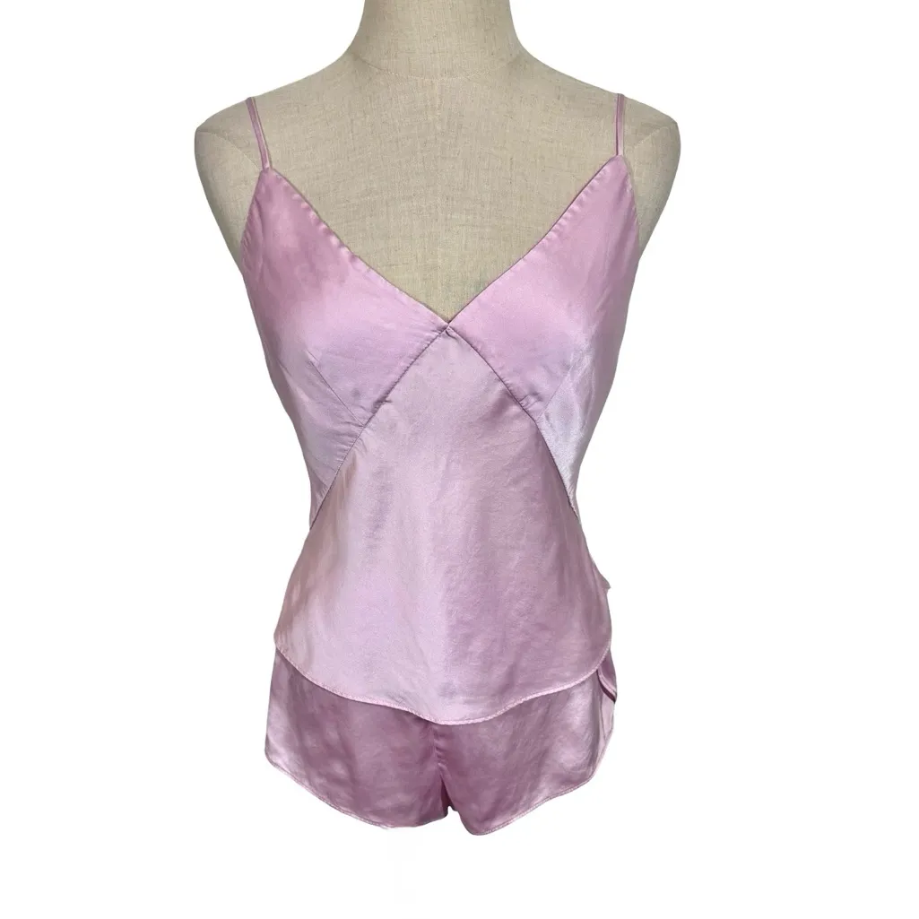 2 pc Set: Negative Underwear Eclipse Washable Silk Cami & Mini Short in Babe Pink - Image 5