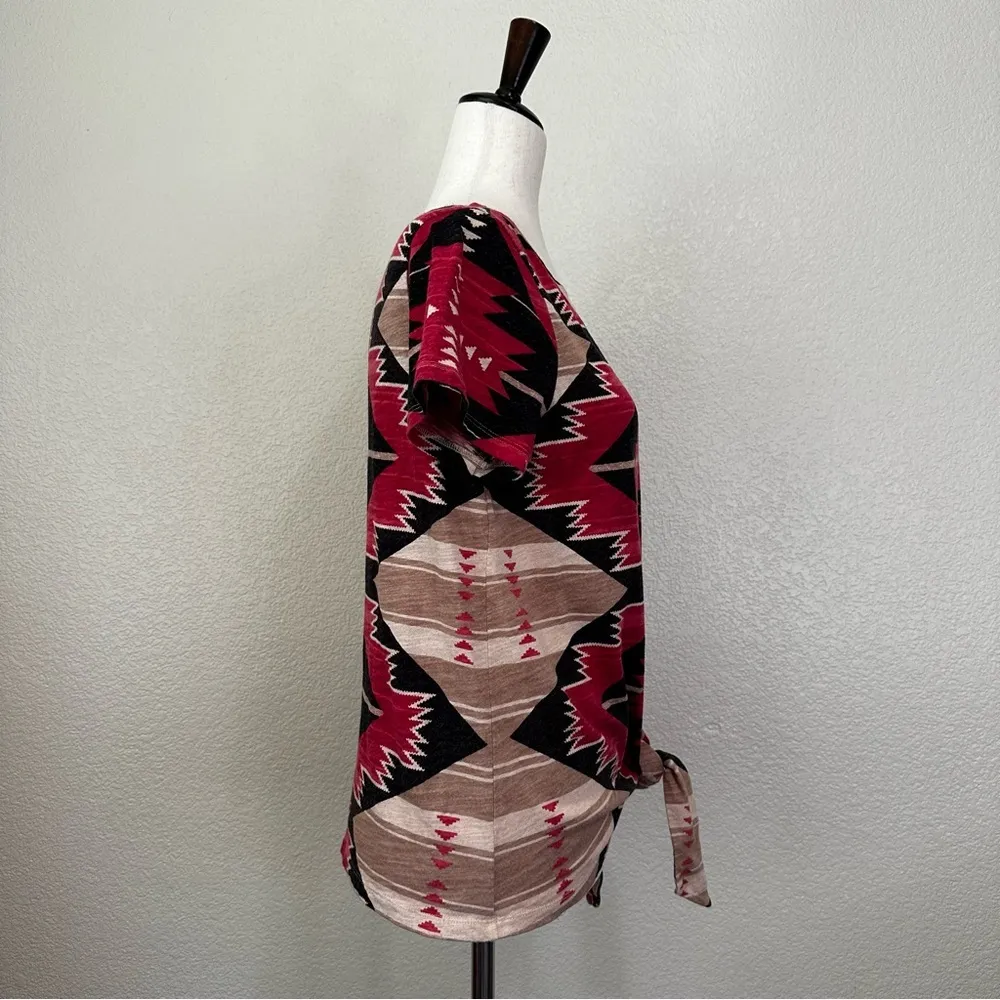 Lauren Ralph Lauren Southwestern Self-Tie Short Sleeves Top, Sz SP - Image 5