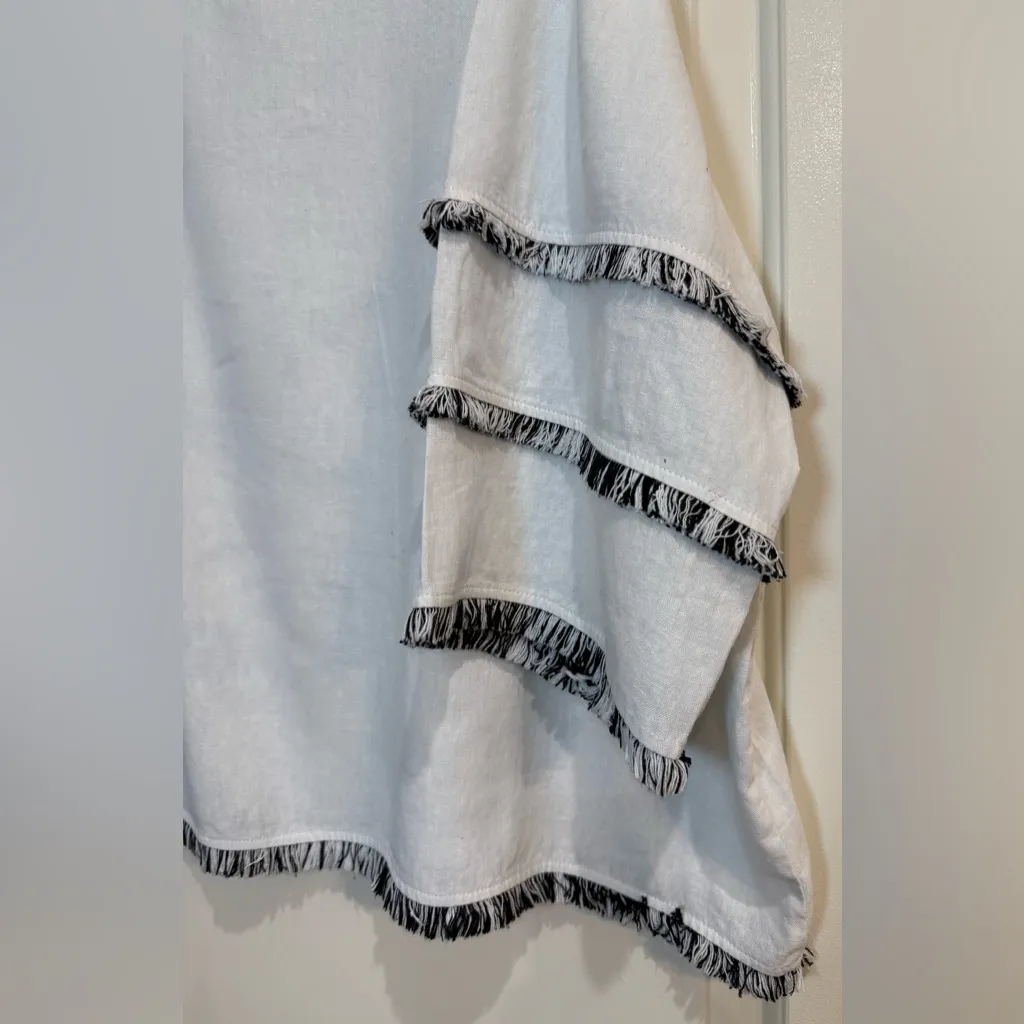 Cynthia Rowley White Blouse with Black Fringe - Image 3