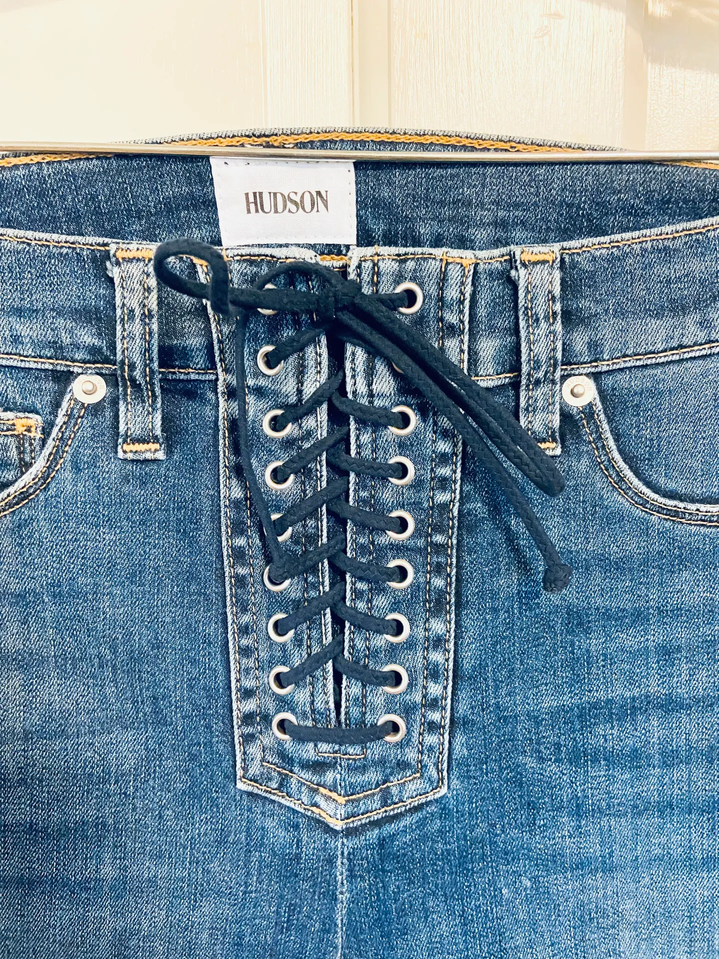 NWT Hudson Bullocks High Waist Lace-Up Crop Flare Jeans - Image 8