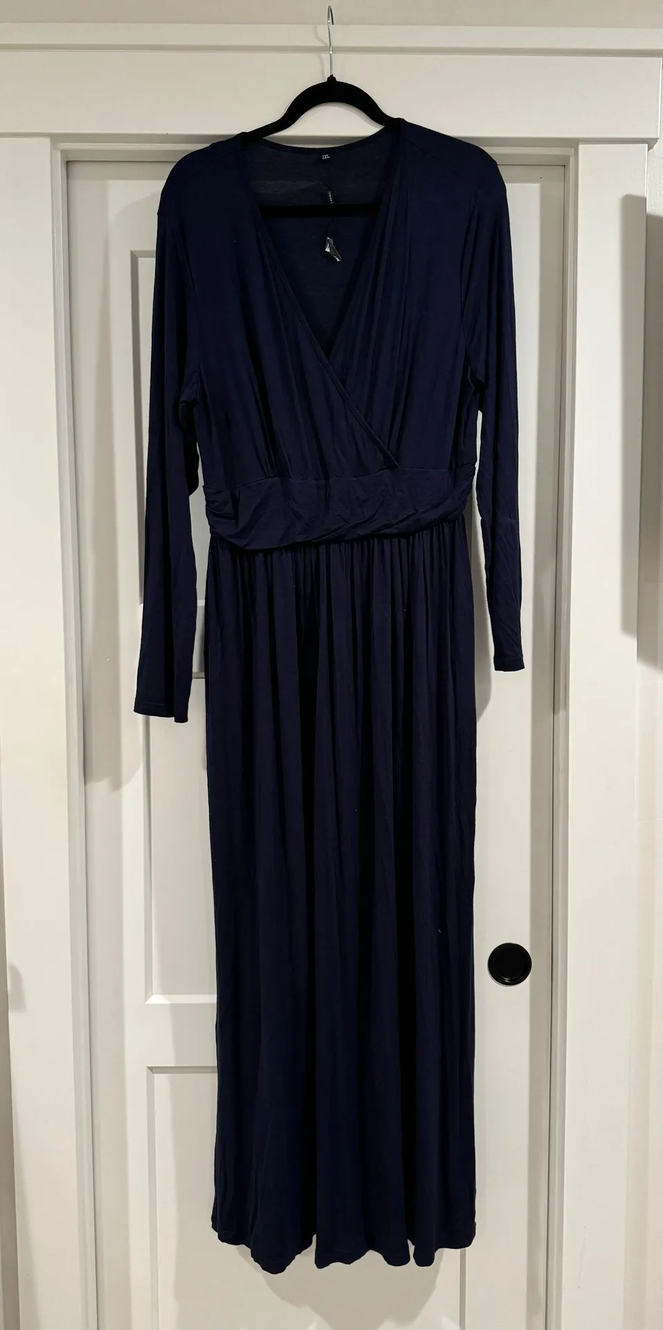 Long Sleeve Maternity Maxi Dress Blue Size XXL - Image 5
