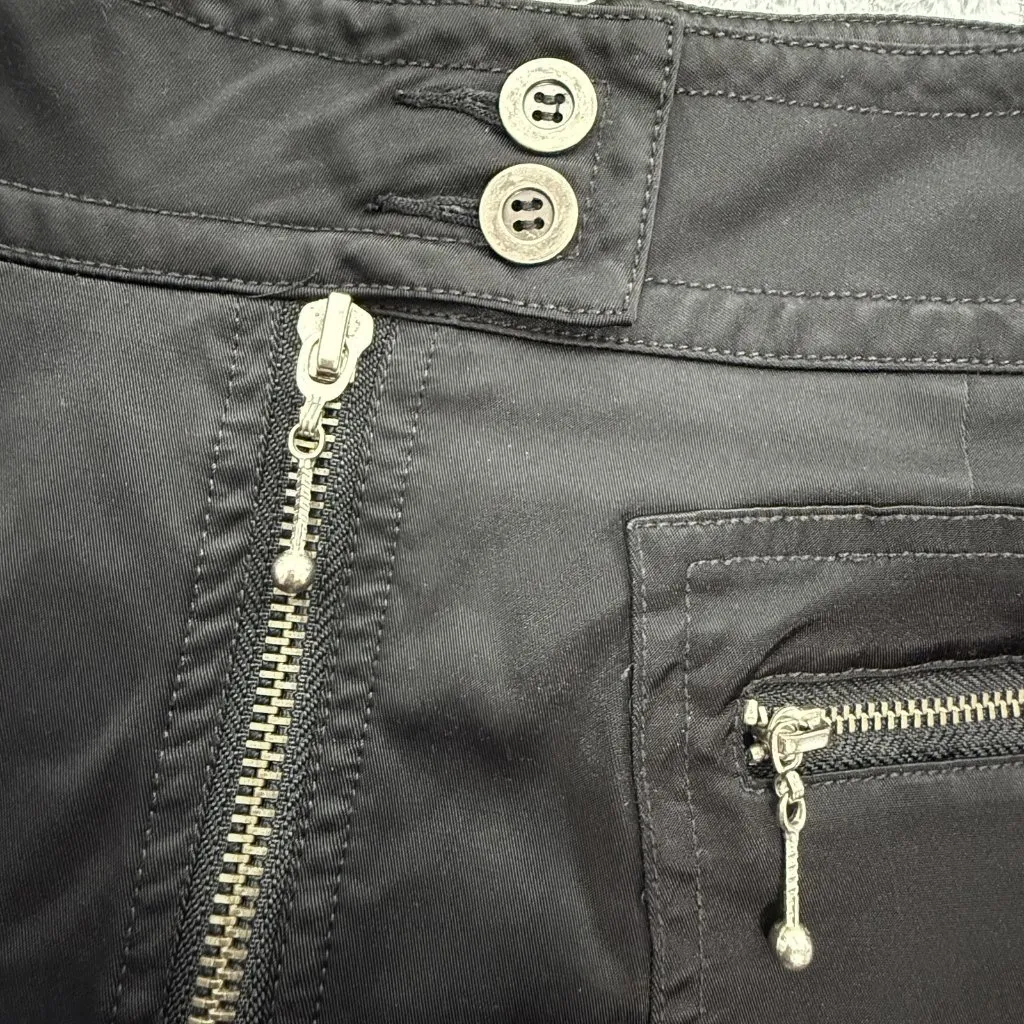 Kenar Skirt Womens 8 Black Goth Flare Retro A-Line Zip Front‎ Pockets Parachute - Image 4