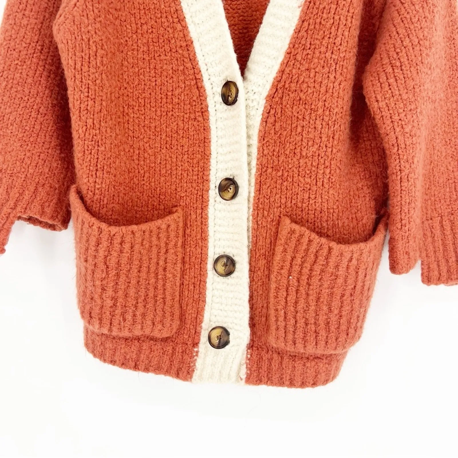POL Longline Chunky Knit Cardigan S‎ Orange - Image 4
