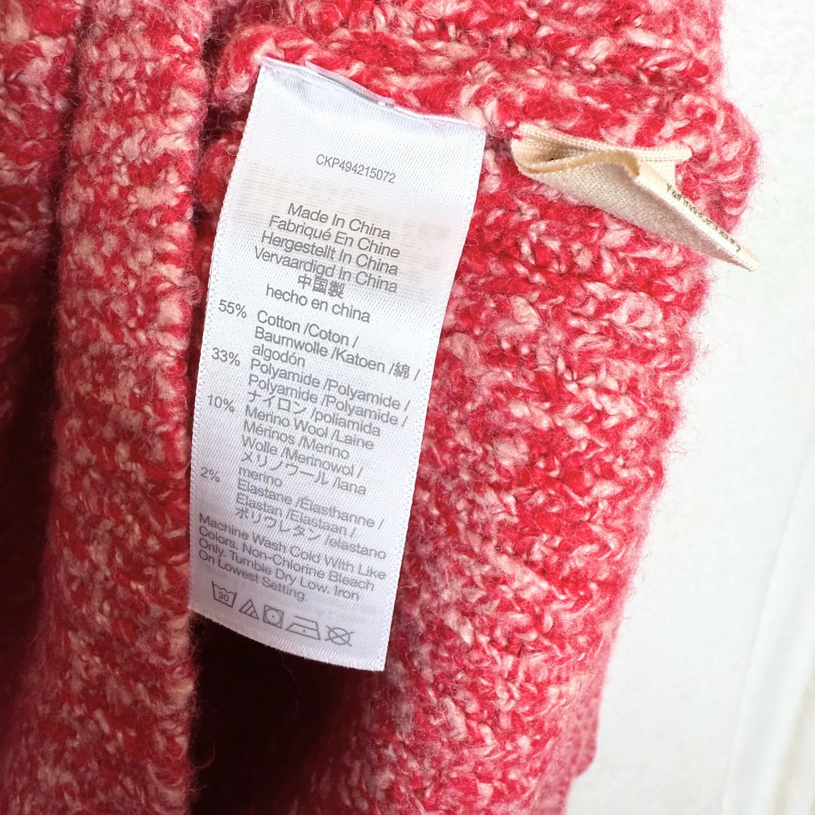 Madewell Off Shoulder Oversized Chunky Ribbed Knit Sweater Size XL Red Holiday - Image 5