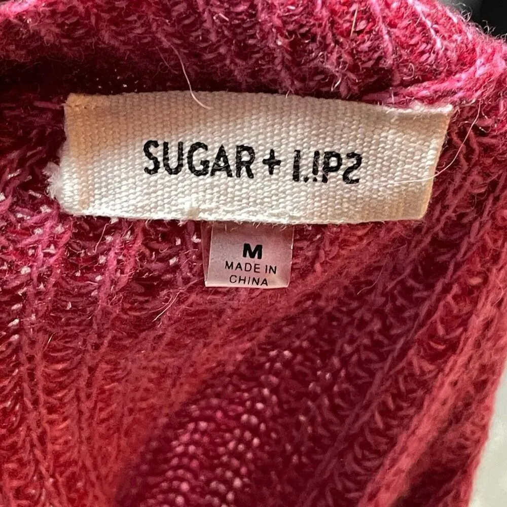 Sugar Lips Sonoma Oversized Openwork Fringe Sweater (Pink Red) - Medium - Image 8