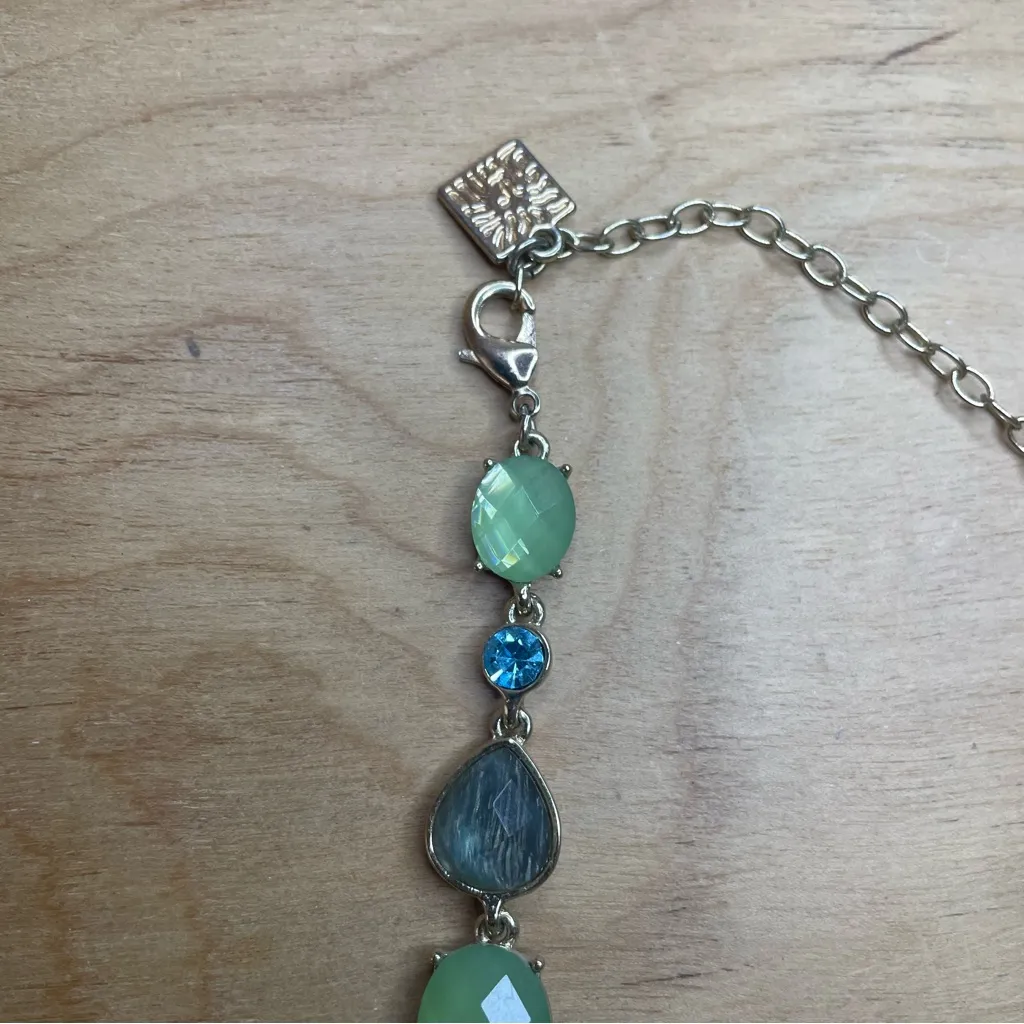 Anne Klein Elegant Green and Blue Gemstone Necklace - Image 3