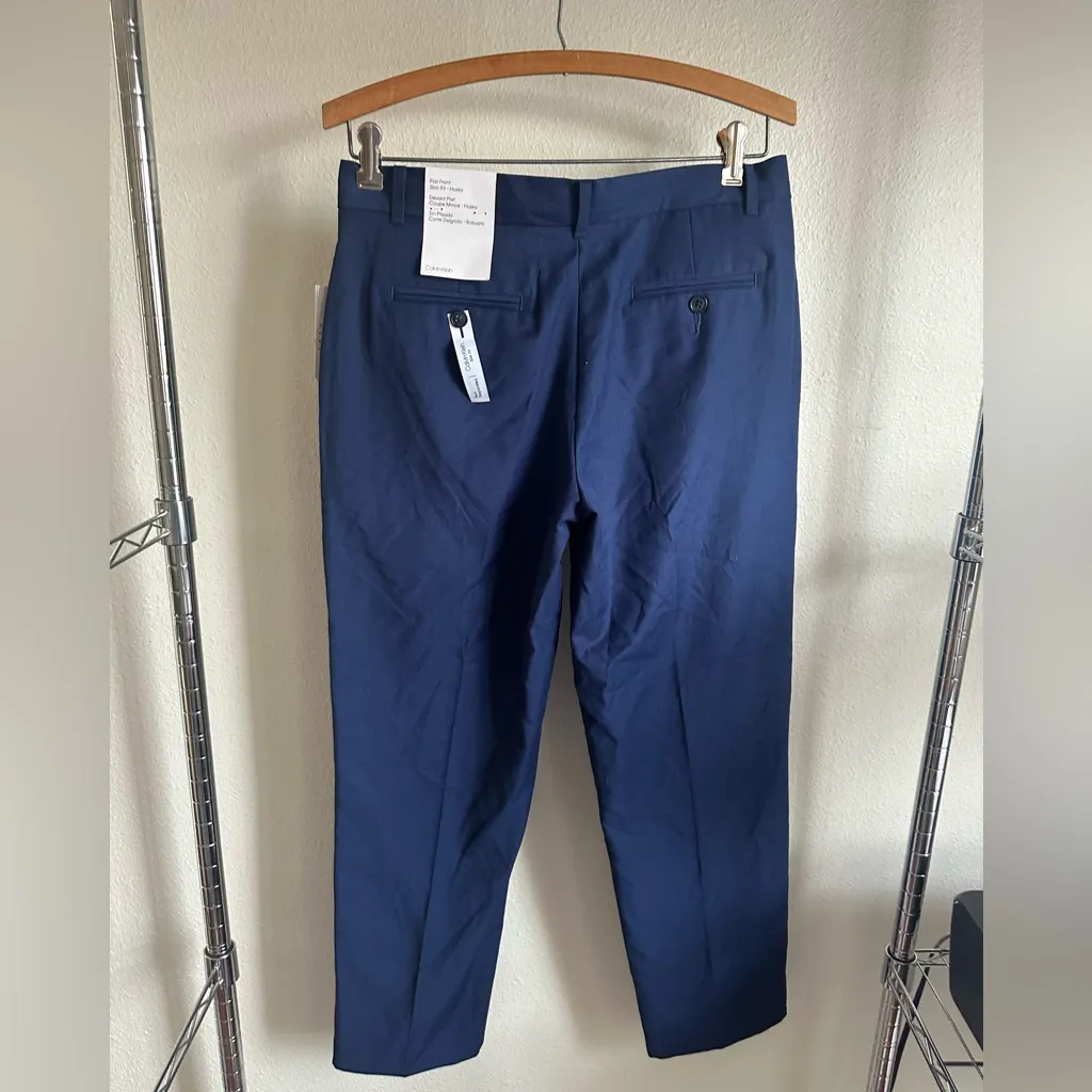 CALVIN KLEIN Navy Blue Flat Front. Slim Fit- Husky - Image 2