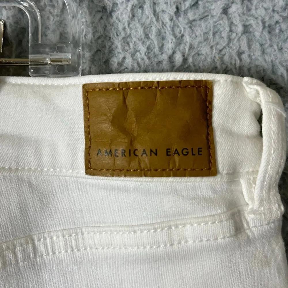 American Eagle Jean Women 20 White Distressed Next Level Stretch Hi Rise Jegging Size undefined - Image 9