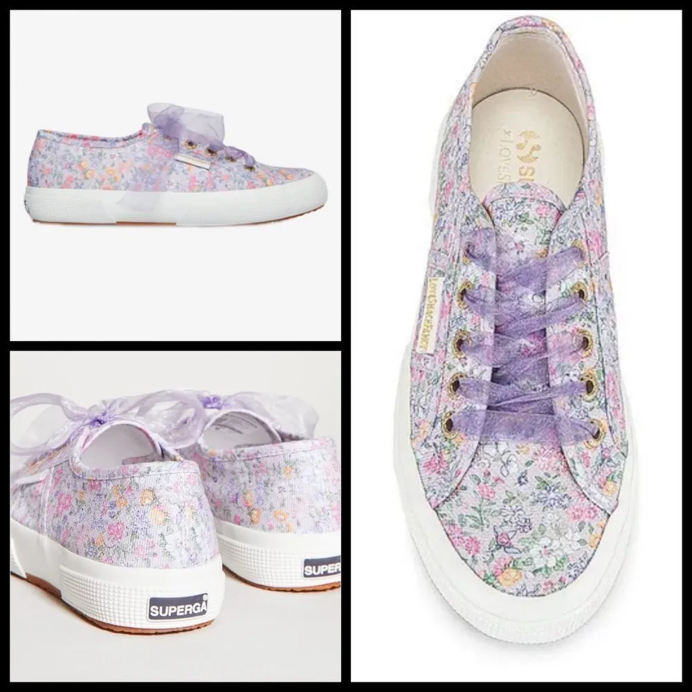 💕LOVESHACKFANCY x SUPERGA💕 Classic Sneaker ~ Lavender Blooms Floral US 7.5 NWT - Image 5