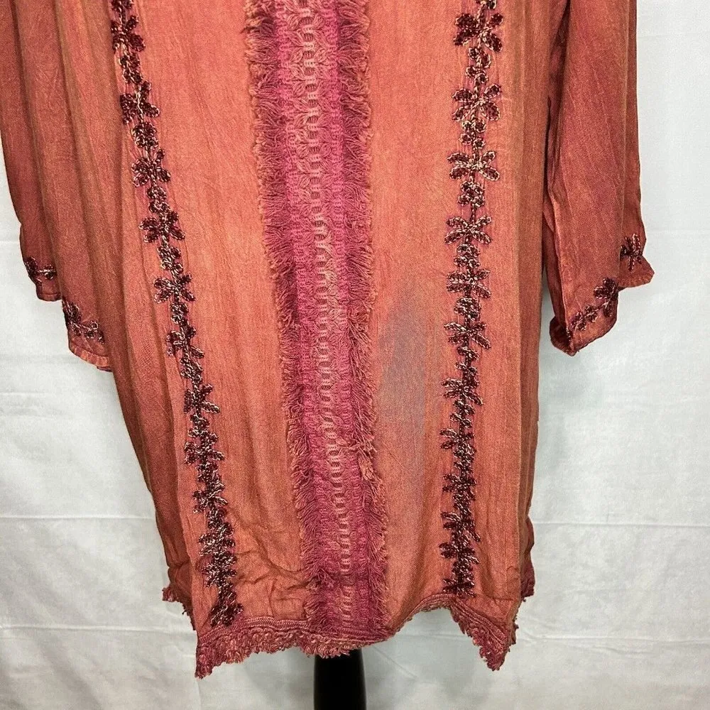 Ana-K Anandas Collection Long-Sleeve Embroidered Peasant Top Tunic Sz Large NWT - Image 2