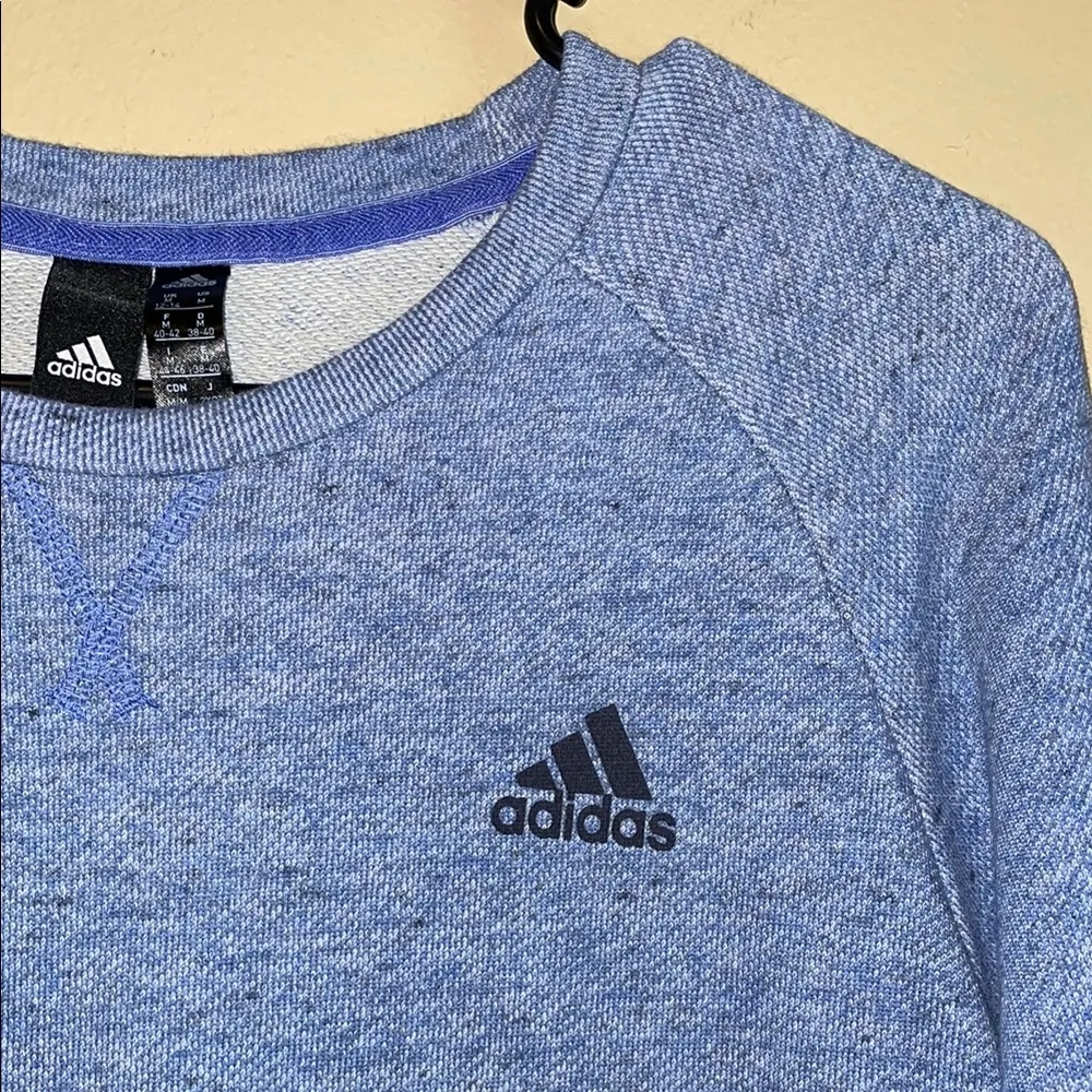 Adidas Women’s Boxy Cropped Athletic Athleisure Blue Crewneck Sweatshirt - Image 3