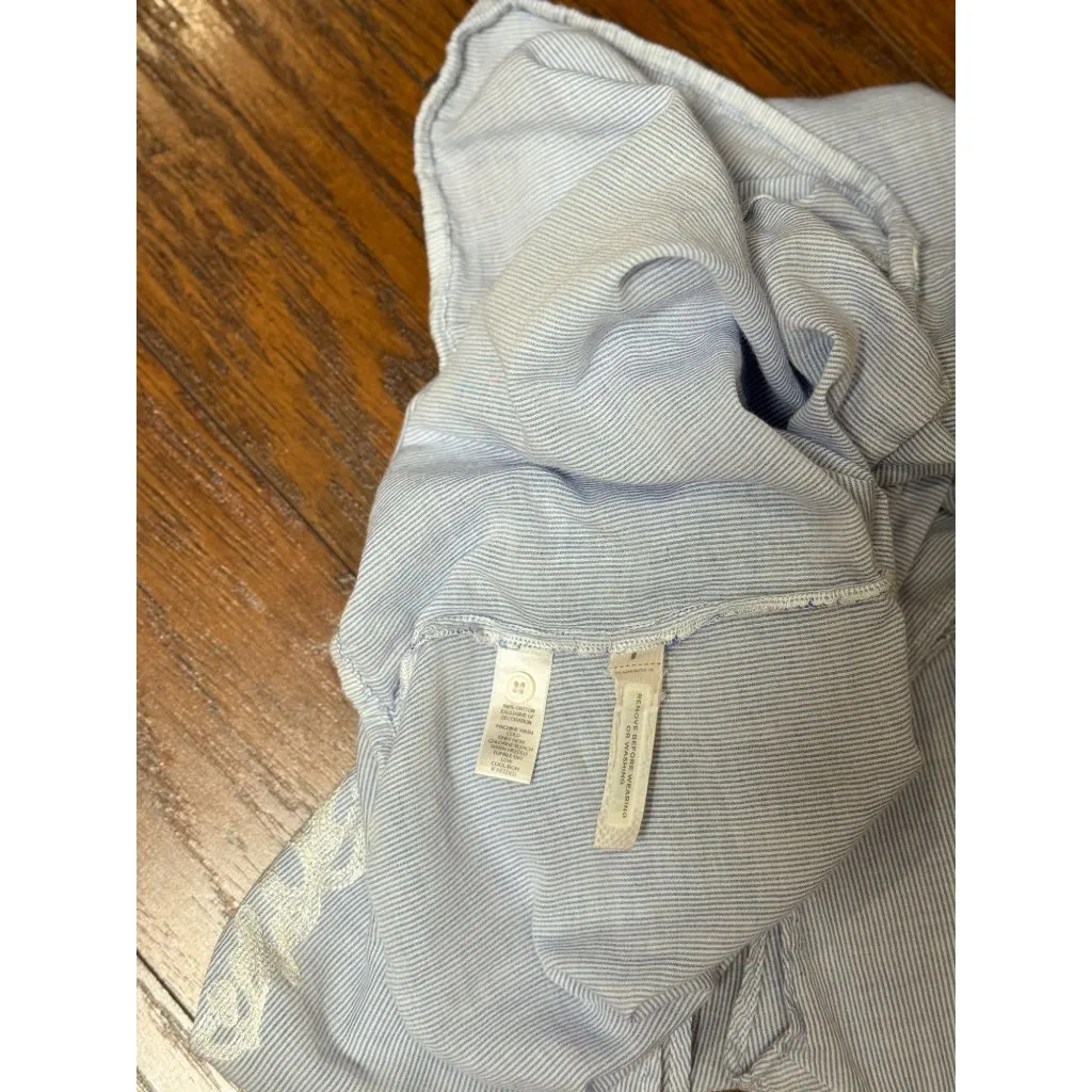 Loft Womens Cap Sleeve Blouse With Embroidered Front Button Placket Blue Size M - Image 8