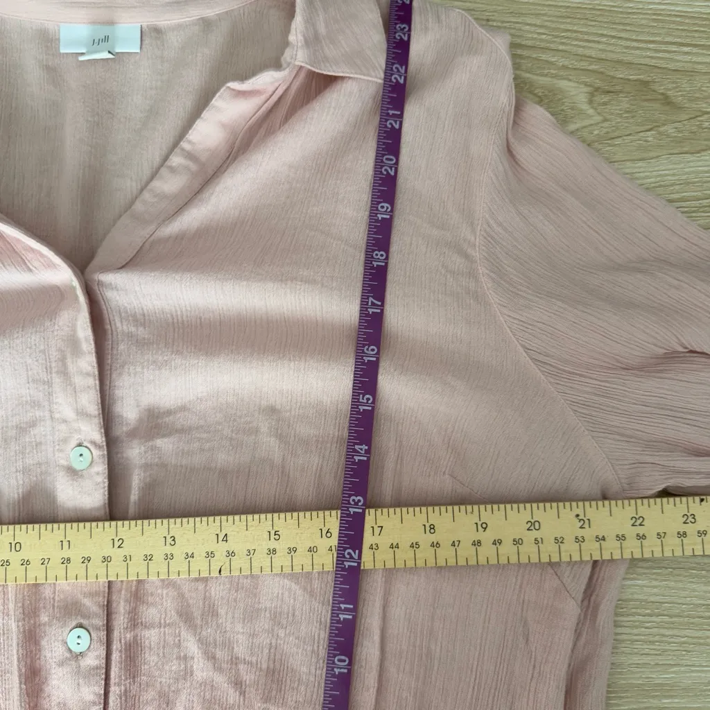 J.Jill XL Pink Ombré Button Up Long Sleeve Shirt Tie Front Cotton Relax Coastal - Image 4
