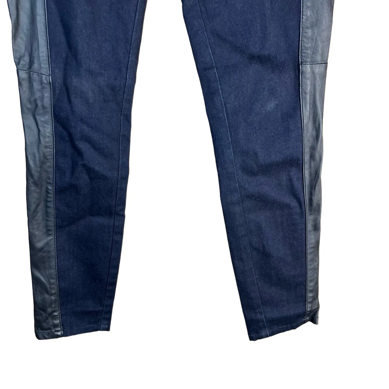 Tory‎ Burch Legging Womens Size 25 Blue Skinny Faux Leather Side Panel Moto Chic - Image 3