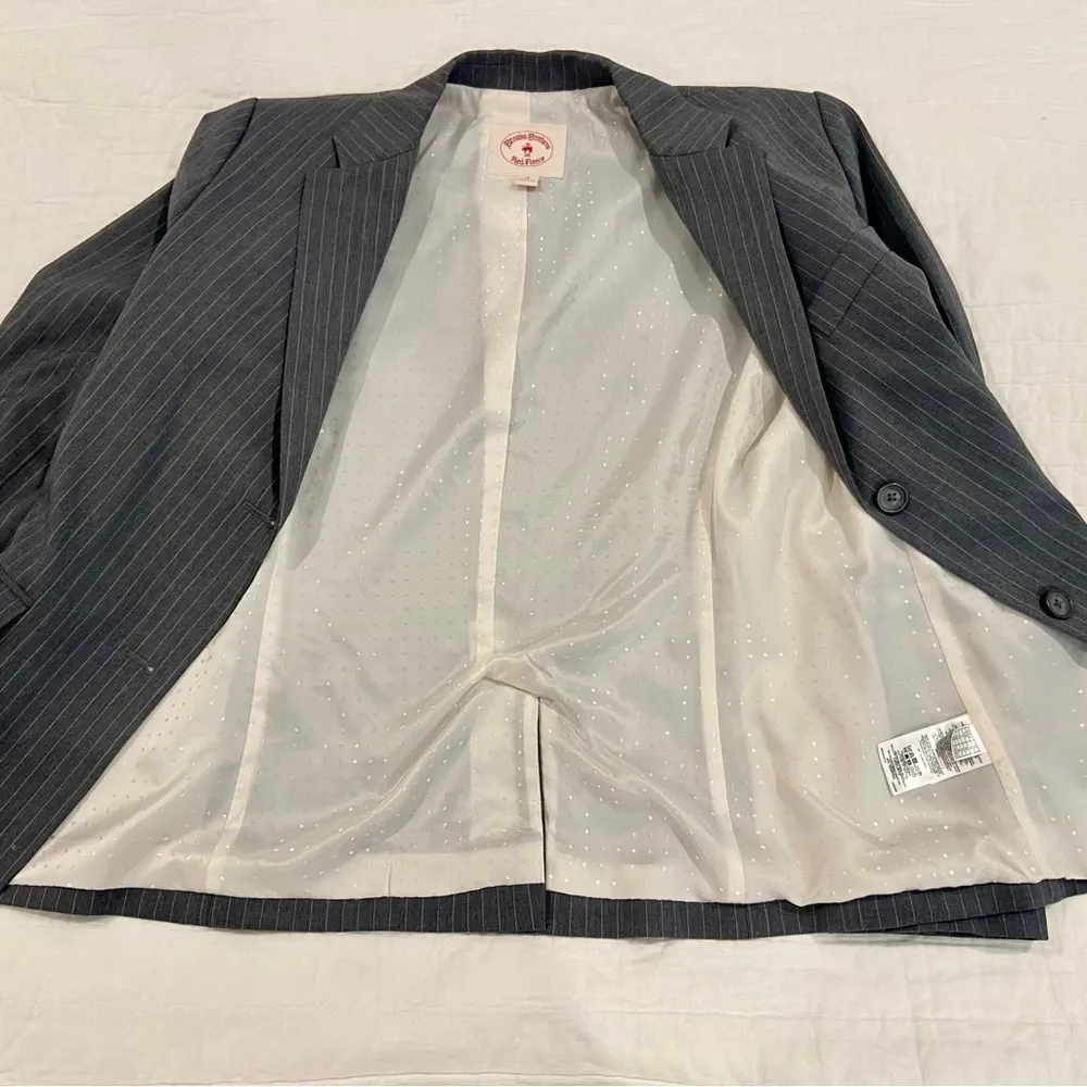 Brooks Brothers “Red Fleece” Wool Tollegno 1900 Pinstripe Suit Jacket Women’s 12 - Image 4