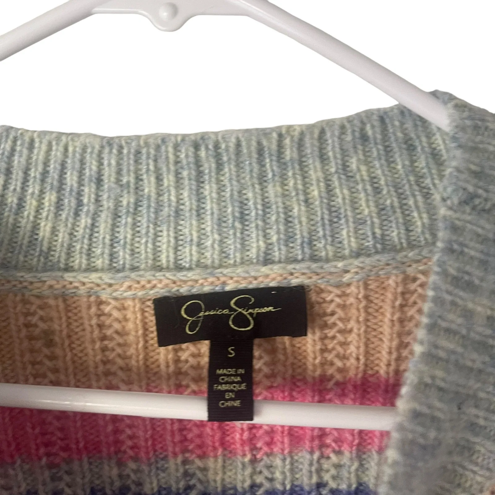 Jessica Simpson Women Small‎ Rainbow Portia Striped Multicolored Knit Sweater - Image 5