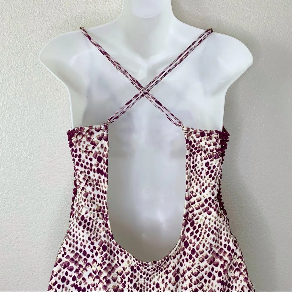Ambrielle Size XL Animal Print One Piece Swimsuit Purple - Image 8