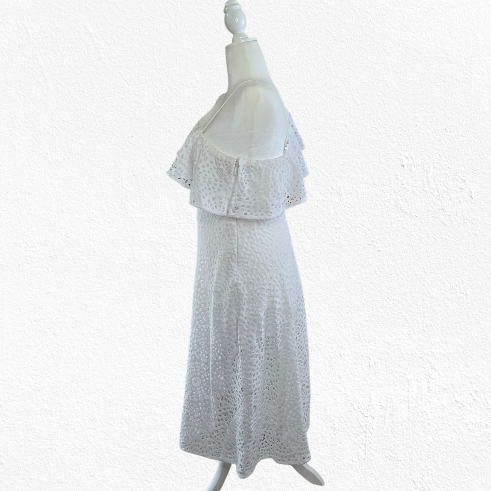 Lilly Pulitzer Callisto One Shoulder Resort White Terry Lace Midi Dress Size 12 - Image 4
