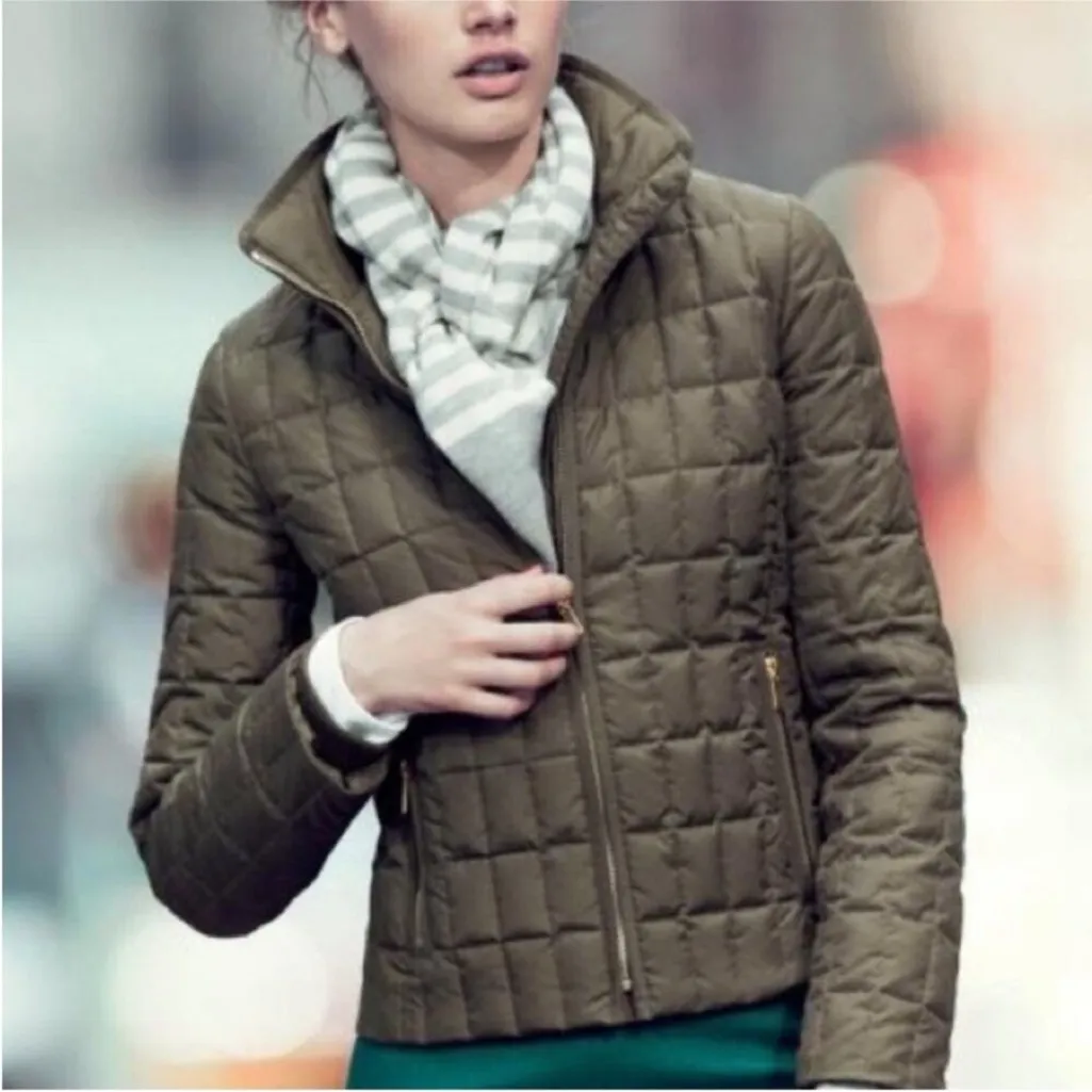 J.Crew Olive Green Quilted Full Zip Pocket Barn Coat Jacket, S - Image 9