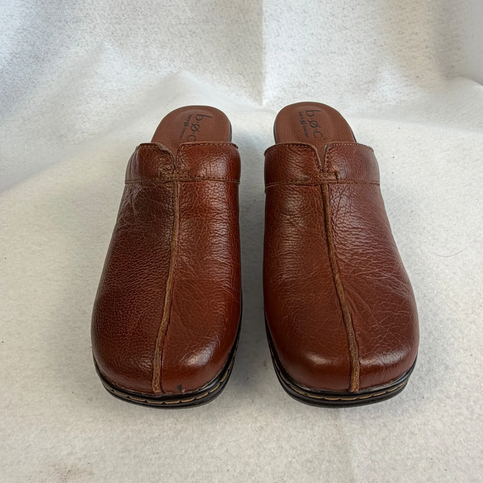 BOC Born Concept Leather Brown Wedge Clogs Mules Shoes Women 9 Festival - Image 3