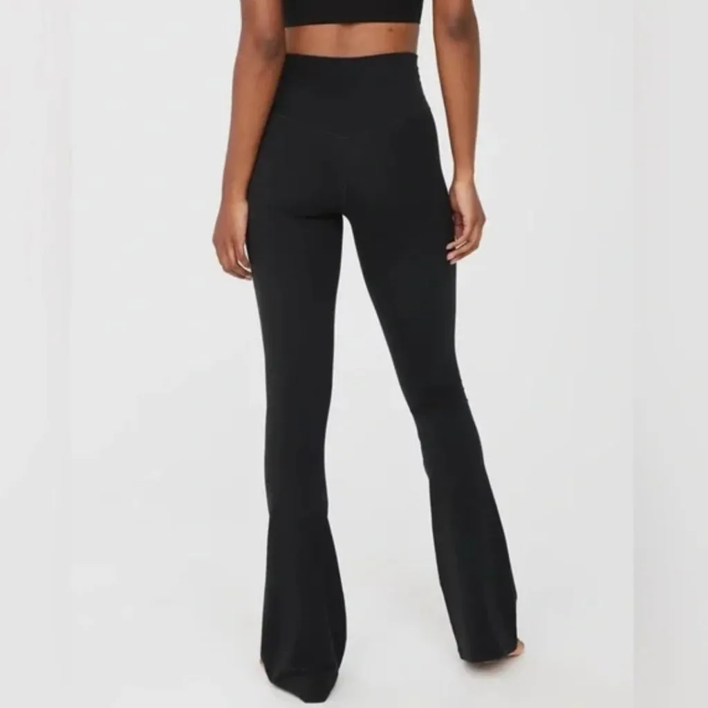 Aerie Real Me High Waist Thick Band Black Flare Pant Leggings Size L NWOT - Image 2