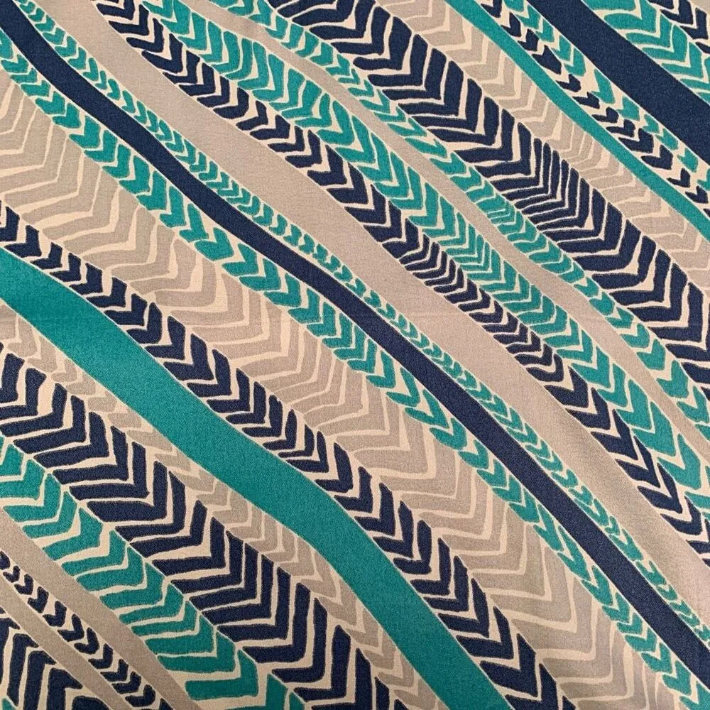 Vintage Totes Rain Scarf Water Repellent Acetate Crepe Blue Teal Beige Accessory Tan - Image 2