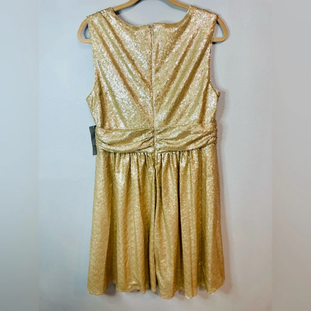NY & Co Eva Mendes Gold Sequin Cocktail dress Fit and Flare Size Large NWT - Image 10
