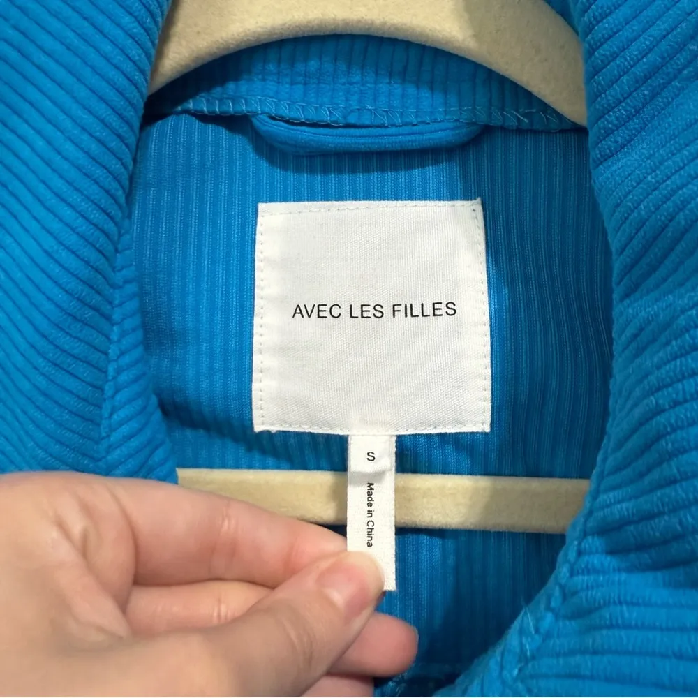Anthropologie Avec Les Filles Blue Corduroy Ribbed Shacket Jacket Size Small - Image 5