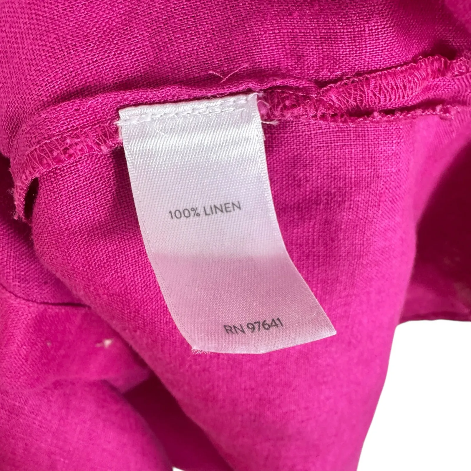 J. Jill Love Linen 100% Linen Bright Pink Long Sleeve Woven Button Up Top Sz SP - Image 6