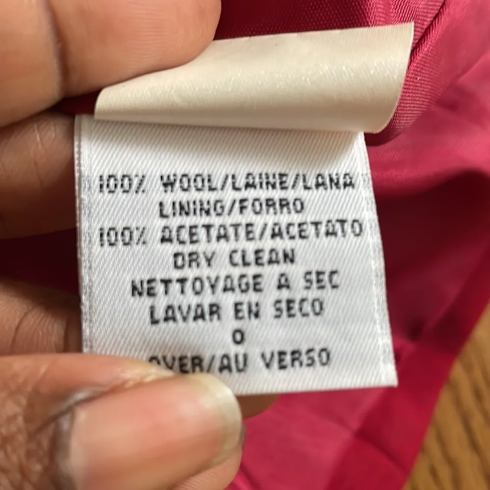 Vintage JH Collectibles Red Button Up 100% Wool Padded Cropped Blazer Size 10 - Image 10