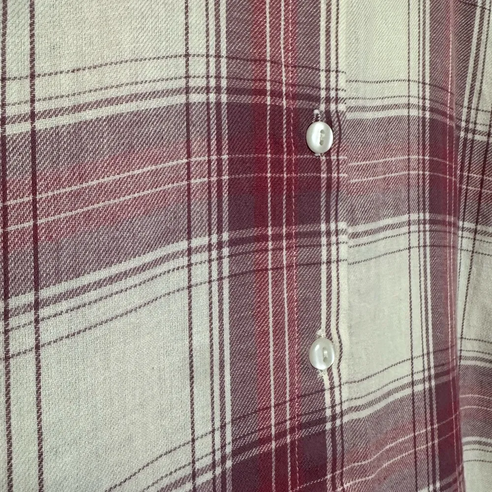 ASOS DESIGN long sleeve boyfriend shirt in dark red and white check - Image 5