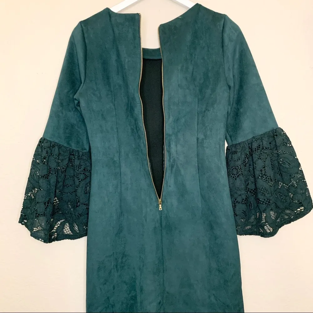 Nanette Lepore Suede Lace Bell Sleeve Dress Size 4 - Image 4