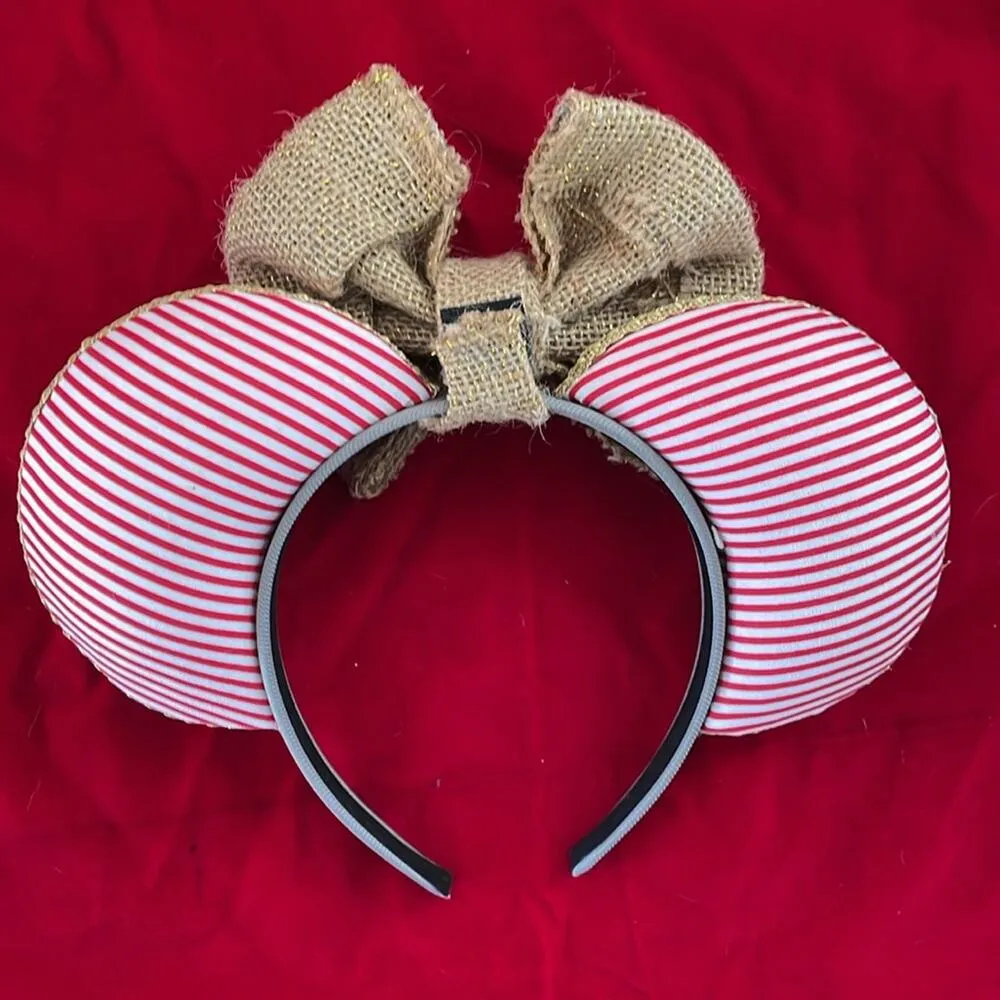 Minnie Mouse ears striped red white Gold - Image 5