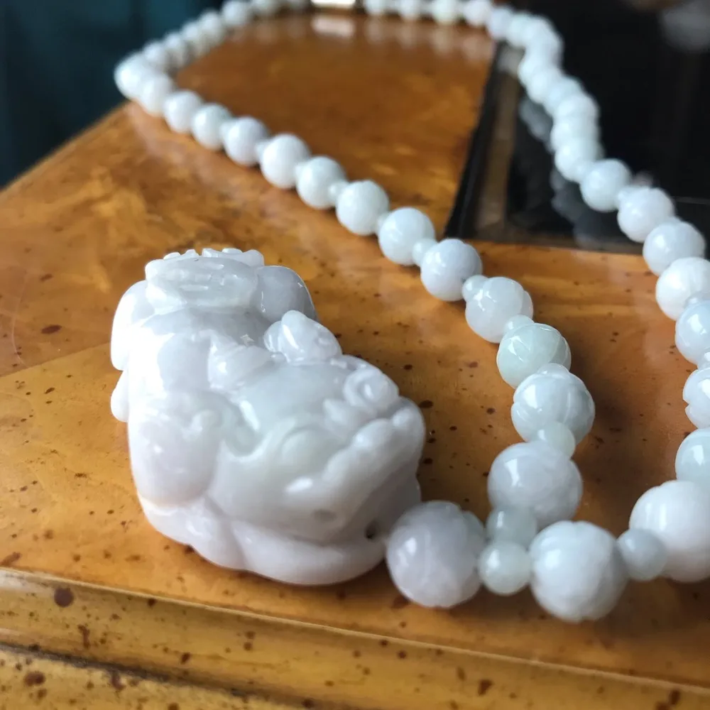 Natural Jade Sterling Silver Dragon Necklace - Image 2