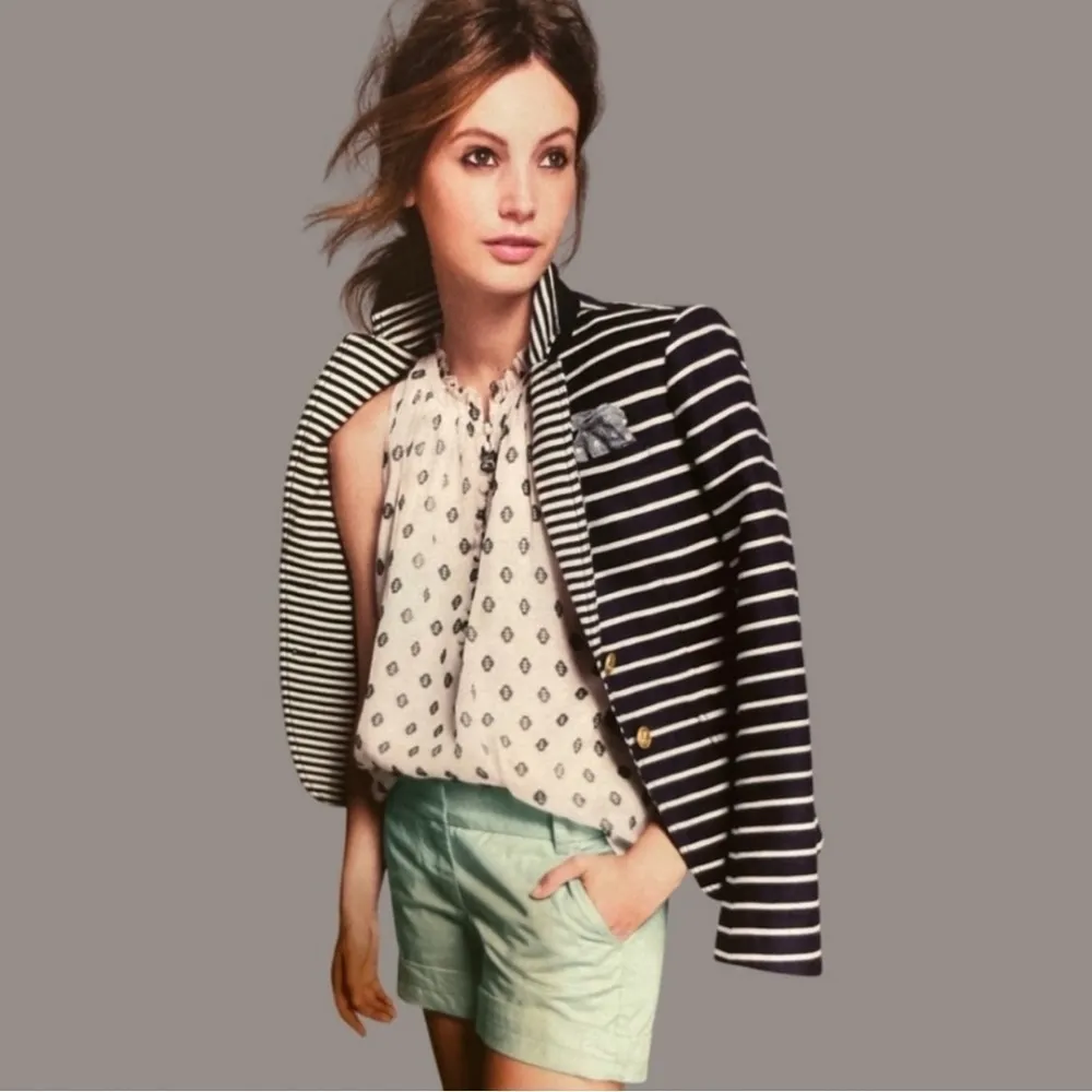 J.Crew Schoolboy Blazer in Navy Mixed Stripe Size 8 Preppy Classic Nautical - Image 5