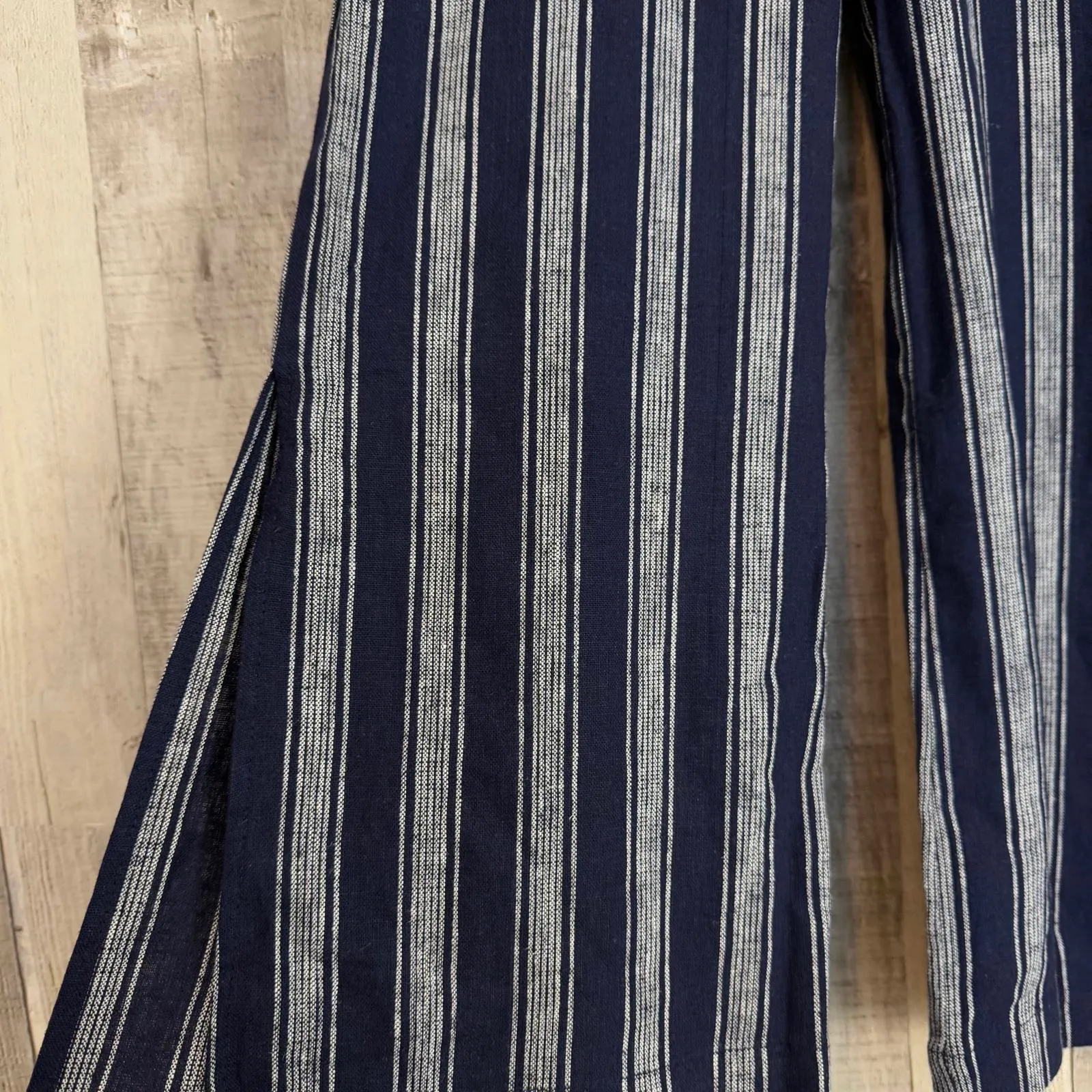 Indigo Rein Navy Women's XS Stripe Linen Rayon Wide Leg Pants Tie Waist Boho - Image 11