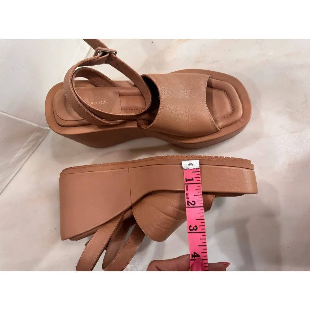 PALOMA BARCELÒ EMMY ANKLE STRAP WEDGE SANDAL IN NOCCIOLA tan size 40/ Us 10 - Image 9