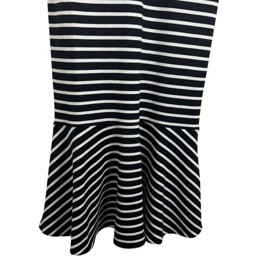 Banana Republic Women’s Striped Ponte Flounce Midi Dress Navy/White 0 - Image 8