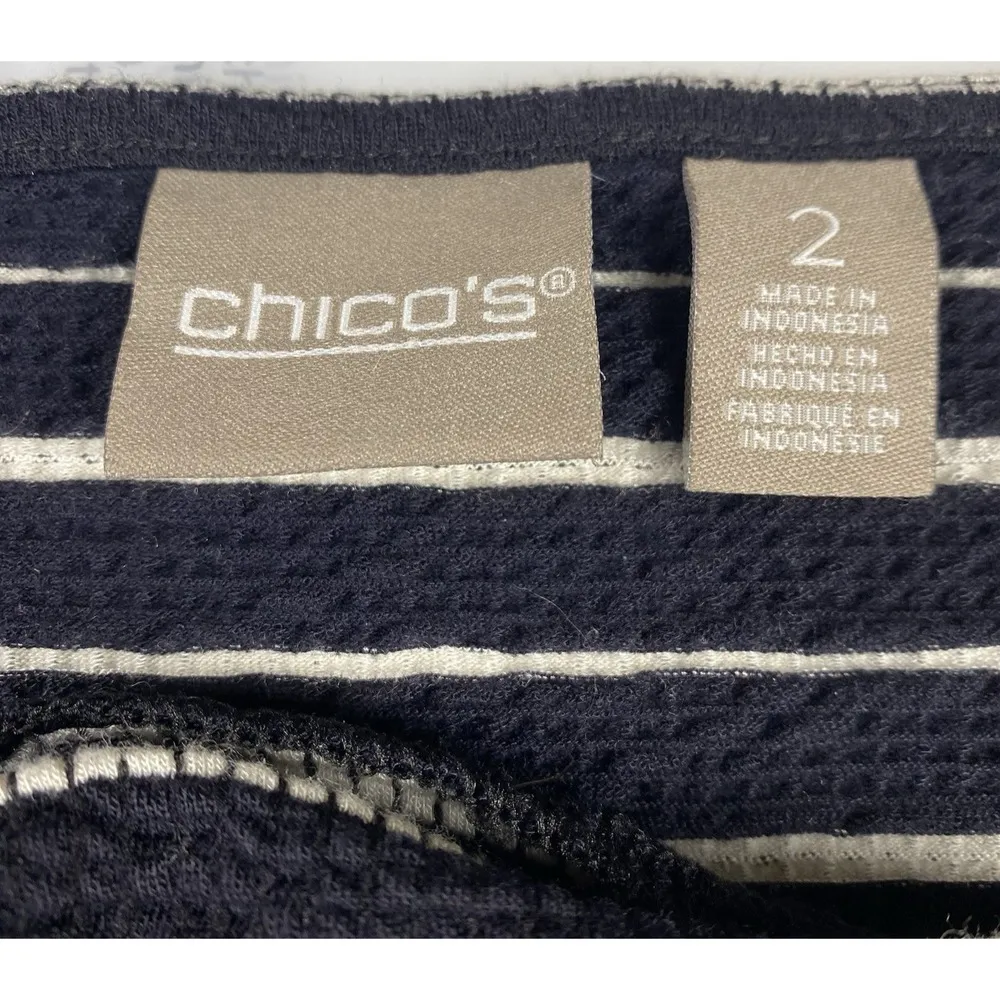Chico's Lightweight Sweater Shirt Top Women Size Large Black/White Stripe Casual - Image 4