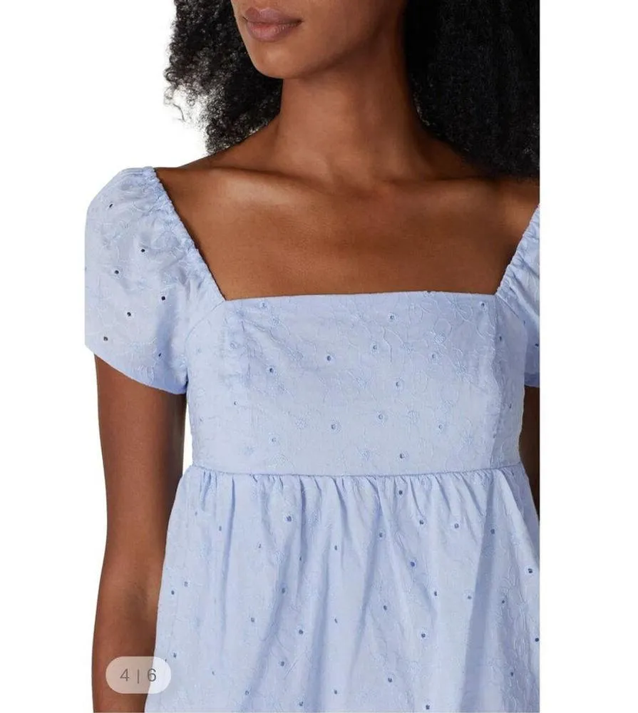 RTR NOW Blue Eyelet Babydoll Dress rent the runway preloved M $275 Size M - Image 4